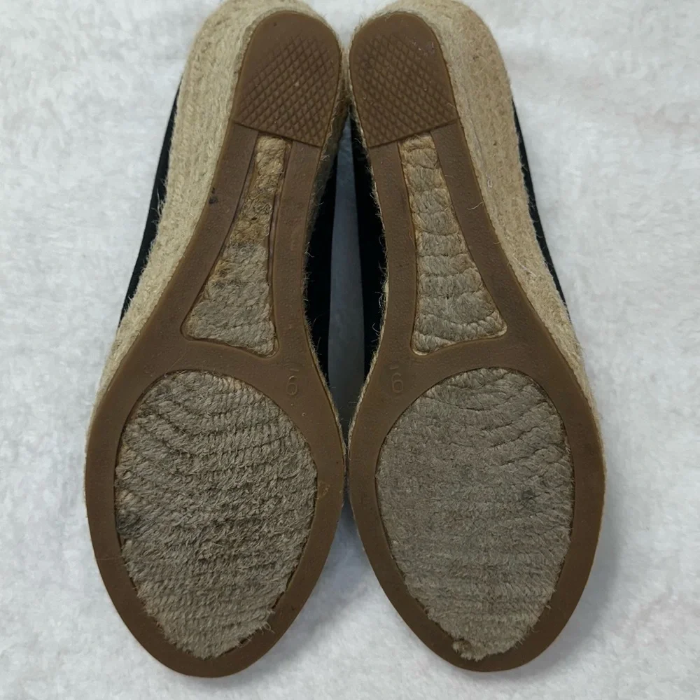 J. Crew Black Seville Espadrille Canvas Jude Wedges Size 9